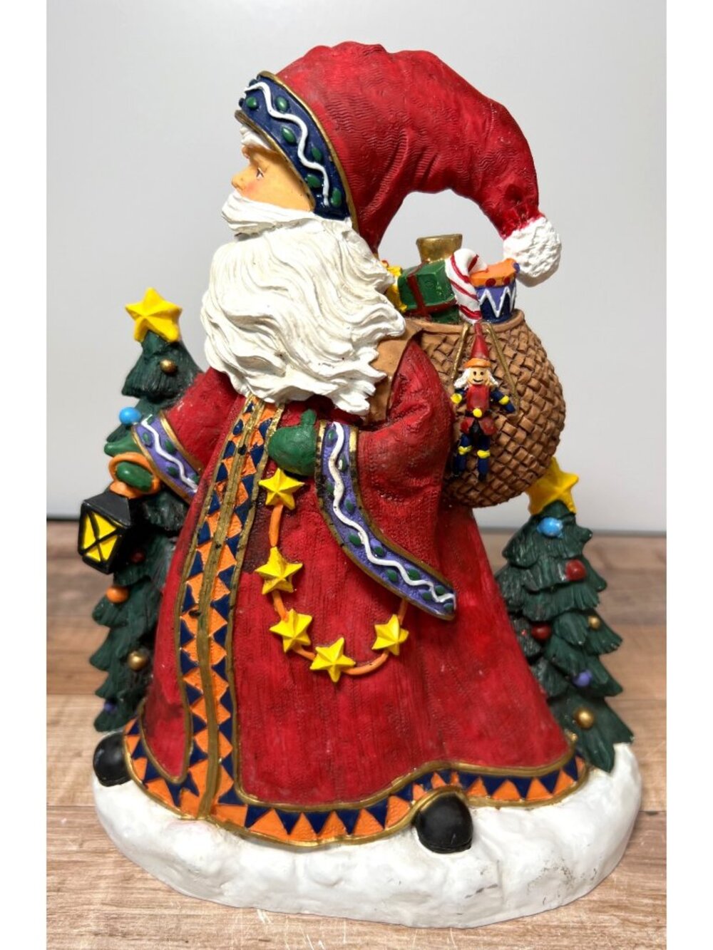 Santa Figurine With Gift Bag & Lantern Door Stop Heavy